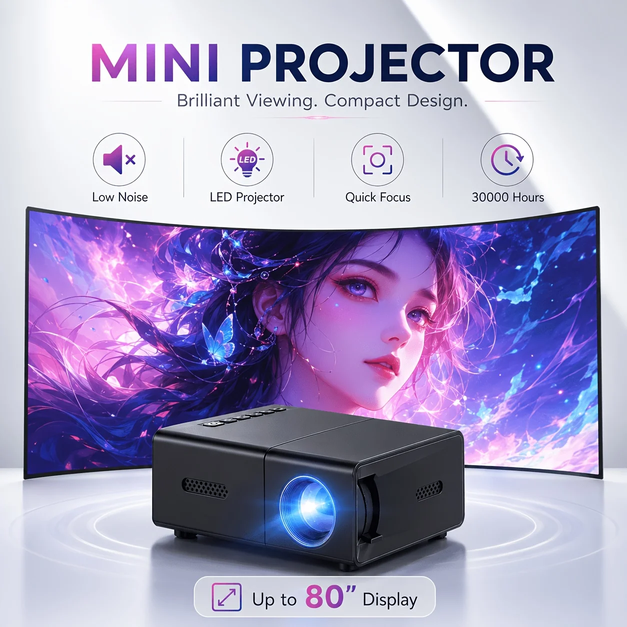 Mini portable projector, compa - Android Tablet Gaming Accessories 评论和价格