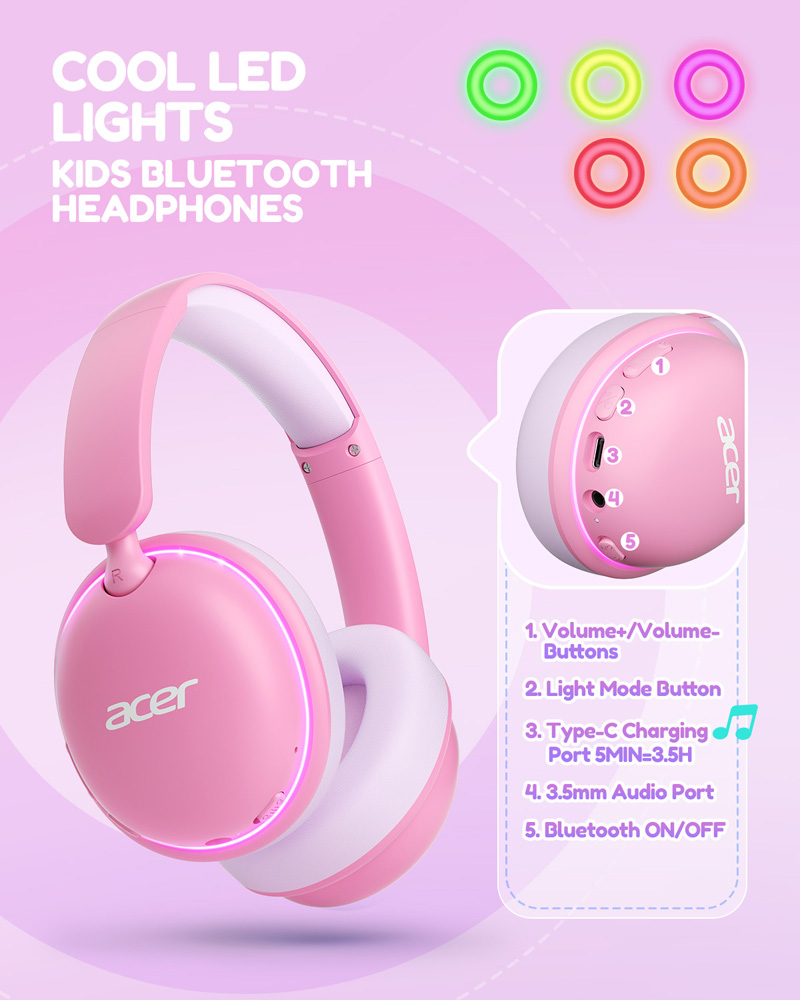 Acer Kids Bluetooth 6.0 Headph - Wired Earphone Lightning 评论和价格