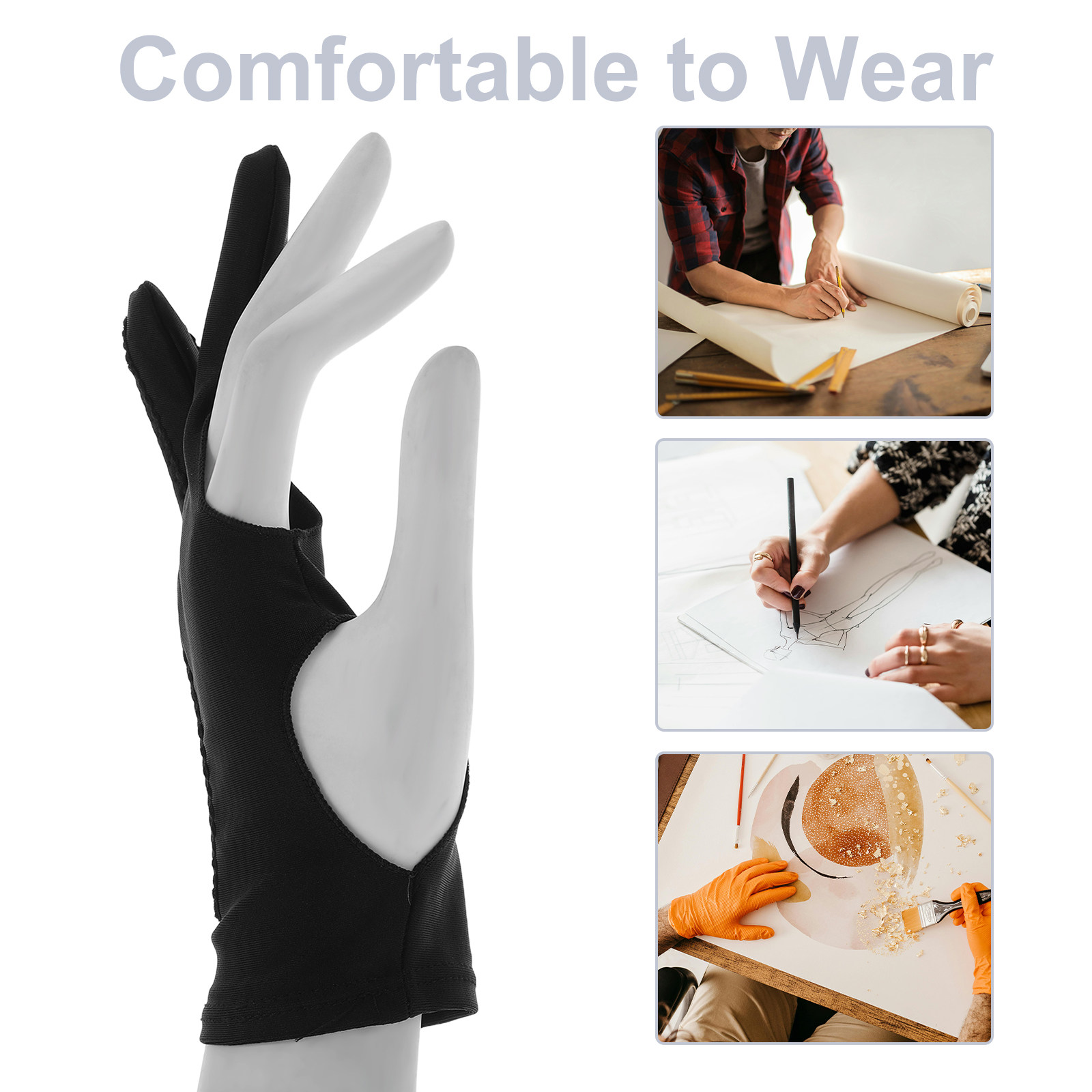 4Pcs Drawing Glove Two Finger  - Drawing Glove Artist 评论和价格